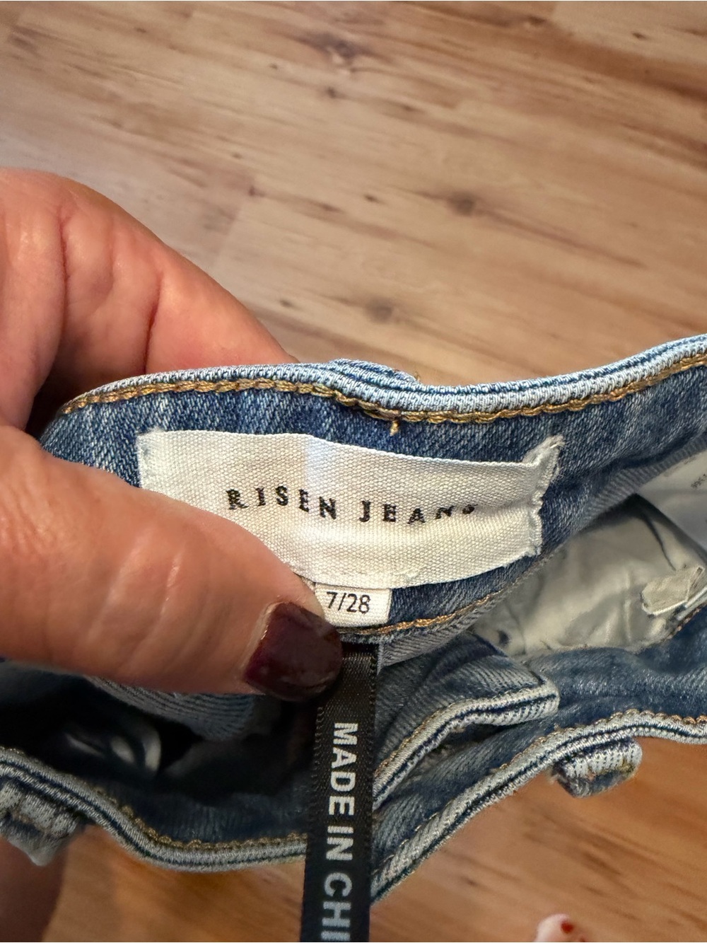 Women's Light Blue High-Rise Flare Jeans with Raw Hem - Picture 2 of 3